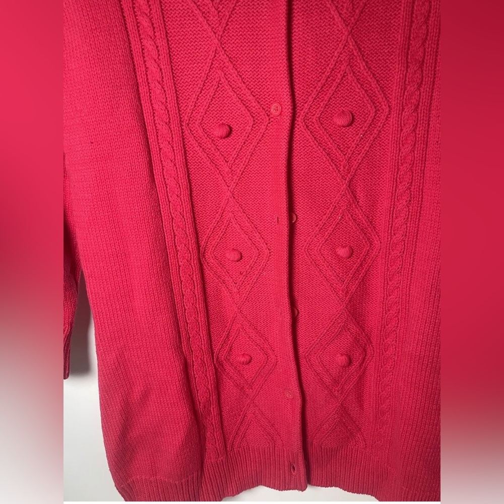 Vintage Womens Cardigan Knit Sweater Red/pink Liz Claiborne New York Sz XXS - Picture 2 of 8